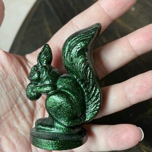Vintage Sparkle Green Squirrel Resin Figurine